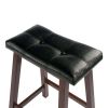 Wood Mona Cushion Saddle Seat Counter Stool, Black & Walnut