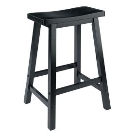 Wood Satori Saddle Seat Counter Stool, 24", Black