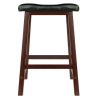Wood Mona Cushion Saddle Seat Counter Stool, Black & Walnut