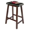 Wood Mona Cushion Saddle Seat Counter Stool, Black & Walnut