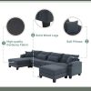133*65" Corduroy Modular Sectional Sofa,U Shaped Couch with Armrest Bags,6 Seat Freely Combinable Sofa Bed
