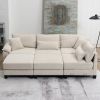 133*65" Corduroy Modular Sectional Sofa,U Shaped Couch with Armrest Bags,6 Seat Freely Combinable Sofa Bed