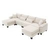 133*65" Corduroy Modular Sectional Sofa,U Shaped Couch with Armrest Bags,6 Seat Freely Combinable Sofa Bed