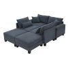 133*65" Corduroy Modular Sectional Sofa,U Shaped Couch with Armrest Bags,6 Seat Freely Combinable Sofa Bed
