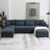 133*65" Corduroy Modular Sectional Sofa,U Shaped Couch with Armrest Bags,6 Seat Freely Combinable Sofa Bed