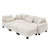 133*65" Corduroy Modular Sectional Sofa,U Shaped Couch with Armrest Bags,6 Seat Freely Combinable Sofa Bed