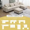 133*65" Corduroy Modular Sectional Sofa,U Shaped Couch with Armrest Bags,6 Seat Freely Combinable Sofa Bed
