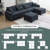133*65" Corduroy Modular Sectional Sofa,U Shaped Couch with Armrest Bags,6 Seat Freely Combinable Sofa Bed