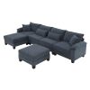 133*65" Corduroy Modular Sectional Sofa,U Shaped Couch with Armrest Bags,6 Seat Freely Combinable Sofa Bed