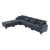133*65" Corduroy Modular Sectional Sofa,U Shaped Couch with Armrest Bags,6 Seat Freely Combinable Sofa Bed
