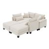133*65" Corduroy Modular Sectional Sofa,U Shaped Couch with Armrest Bags,6 Seat Freely Combinable Sofa Bed