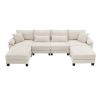 133*65" Corduroy Modular Sectional Sofa,U Shaped Couch with Armrest Bags,6 Seat Freely Combinable Sofa Bed