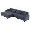 133*65" Corduroy Modular Sectional Sofa,U Shaped Couch with Armrest Bags,6 Seat Freely Combinable Sofa Bed