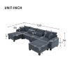 133*65" Corduroy Modular Sectional Sofa,U Shaped Couch with Armrest Bags,6 Seat Freely Combinable Sofa Bed