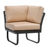 6 Piece Sectional Rattan Wicker 6 Person Sofa Set Patio Conversation Set, Navy Blue