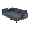 133*65" Corduroy Modular Sectional Sofa,U Shaped Couch with Armrest Bags,6 Seat Freely Combinable Sofa Bed