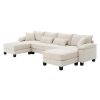 133*65" Corduroy Modular Sectional Sofa,U Shaped Couch with Armrest Bags,6 Seat Freely Combinable Sofa Bed
