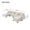 133*65" Corduroy Modular Sectional Sofa,U Shaped Couch with Armrest Bags,6 Seat Freely Combinable Sofa Bed